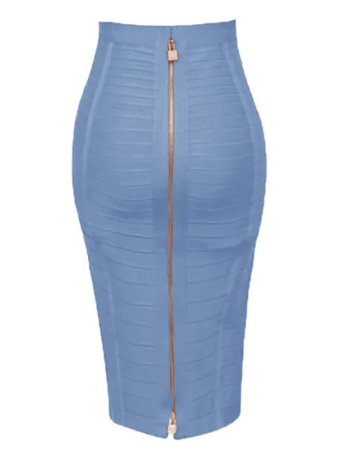 16 Colors XS- XXL Sexy Solid Zipper Elastic Bodycon Summer Pencil Skirt