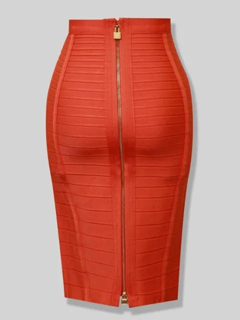16 Colors XS- XXL Sexy Solid Zipper Elastic Bodycon Summer Pencil Skirt
