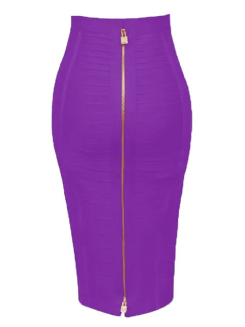 16 Colors XS- XXL Sexy Solid Zipper Elastic Bodycon Summer Pencil Skirt