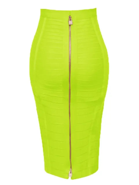 16 Colors XS- XXL Sexy Solid Zipper Elastic Bodycon Summer Pencil Skirt