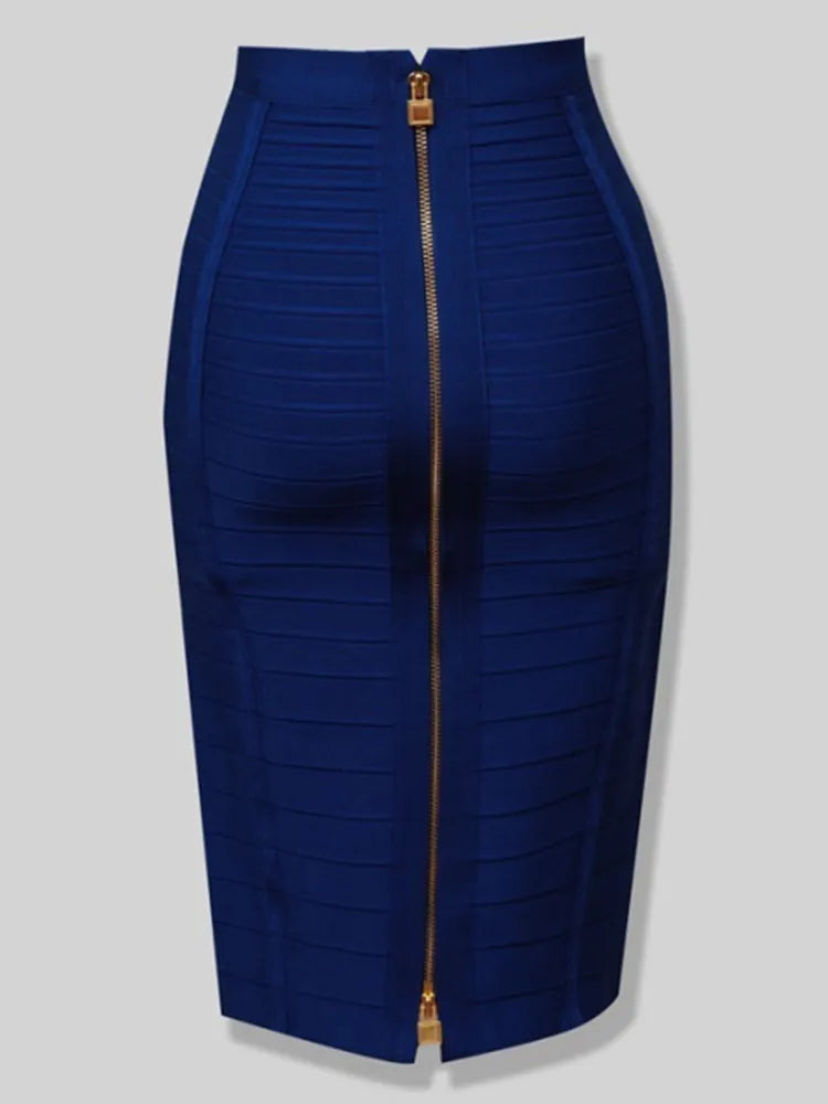 16 Colors XS- XXL Sexy Solid Zipper Elastic Bodycon Summer Pencil Skirt