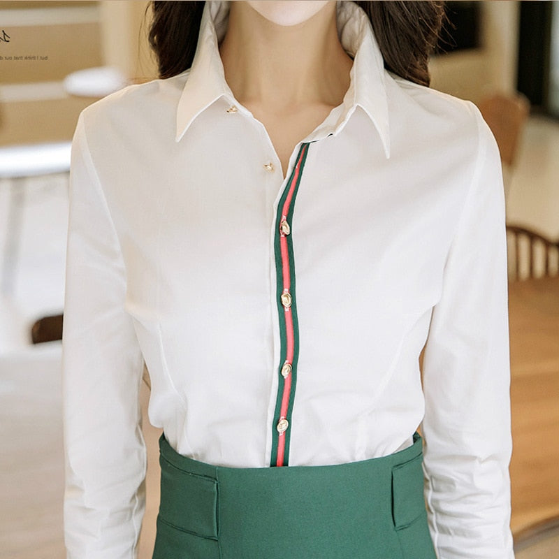 White  Blouse and Green Pencil Skirts