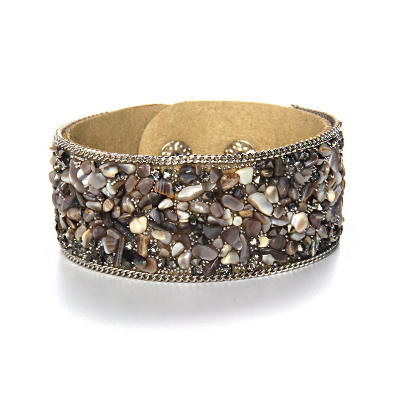 Wrap Cuff Slake Leather Bracelets With Crystal Rhinestone