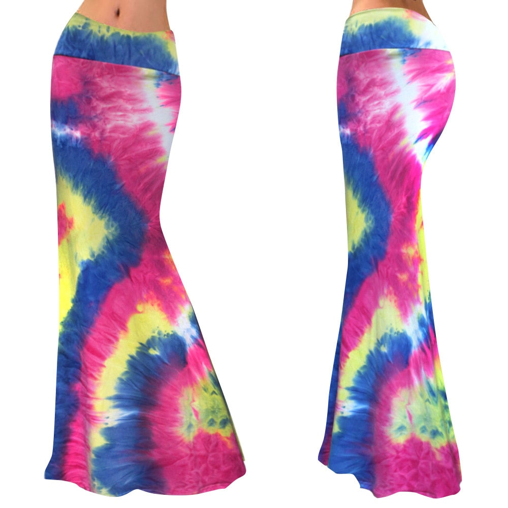 High Waisted Floral Colorful Print Maxi Super Soft Skirt