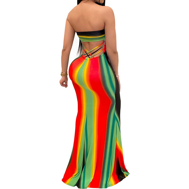 Strapless Backless Beach Loose Long Maxi Dress