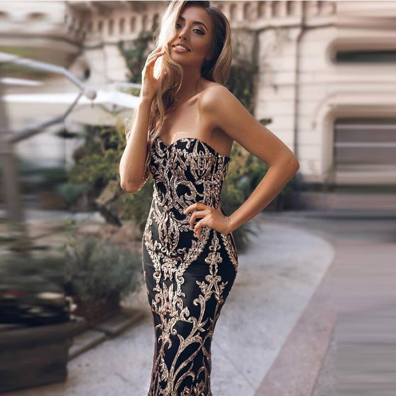 Sequin Floor Length dress with no sleeves