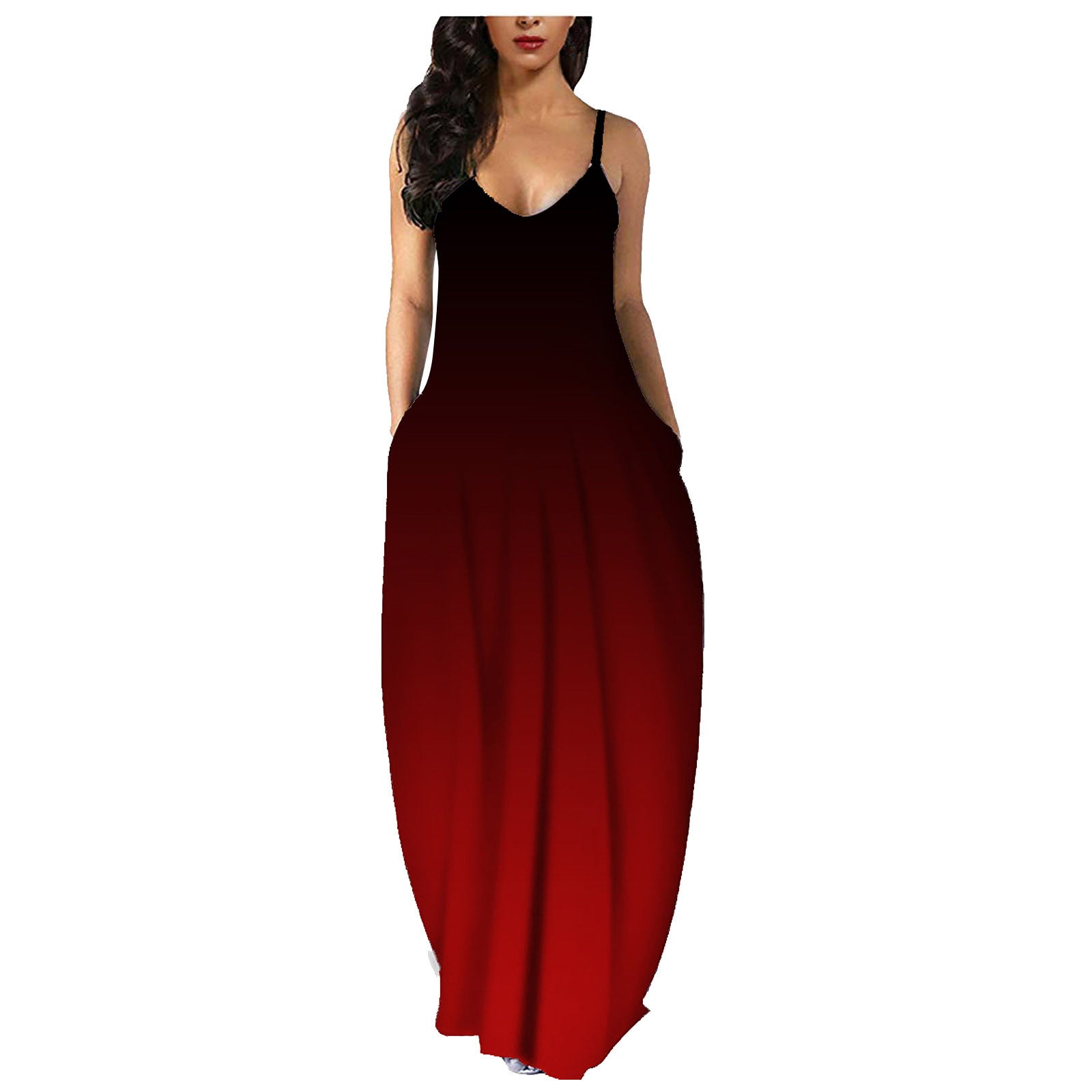 Gradient Sleeveless V Neck Maxi Dress