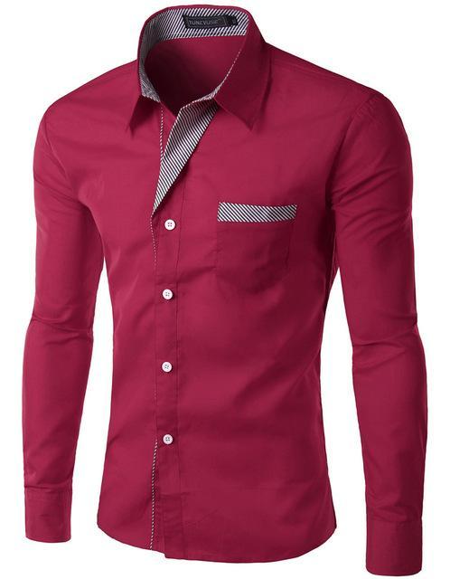 Long Sleeve Slim fit Design Formal Casual Brand Male Dress Shirt
