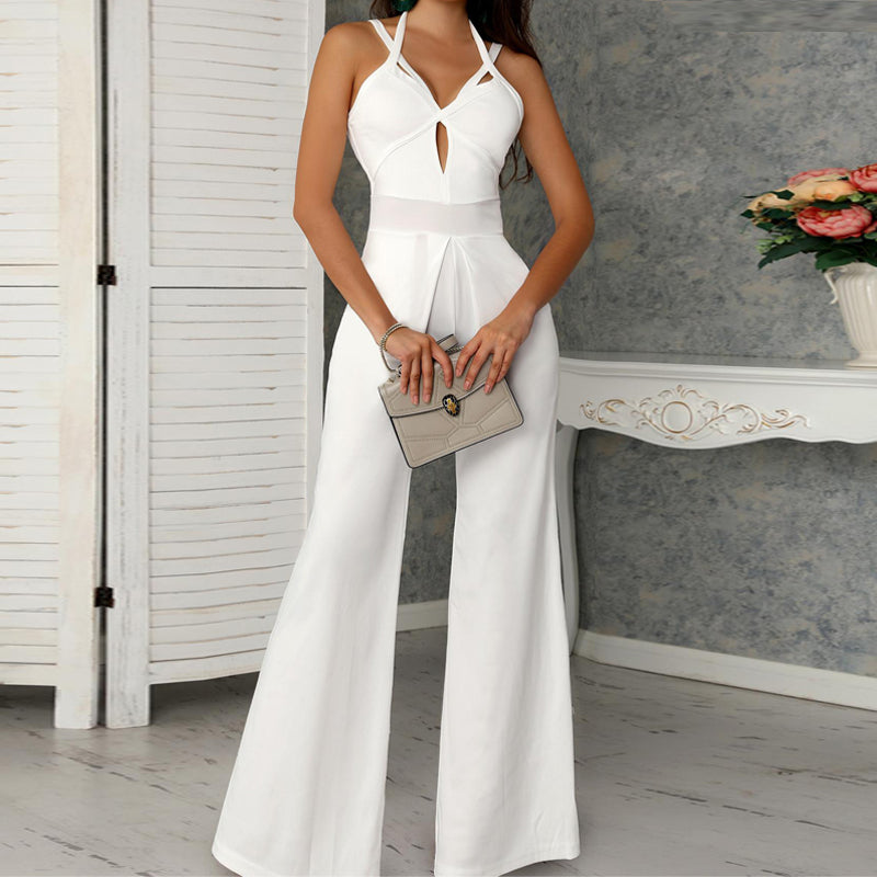 Hollow Bandage Wide Leg Jumpsuit