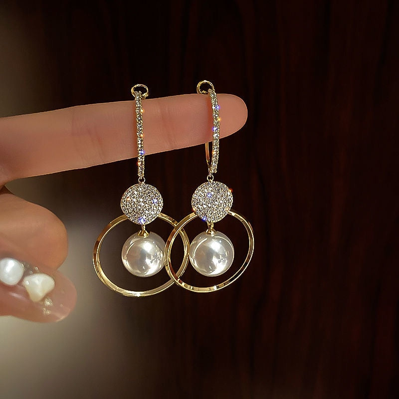 Oversized White Pearl Drop Earrings for Women