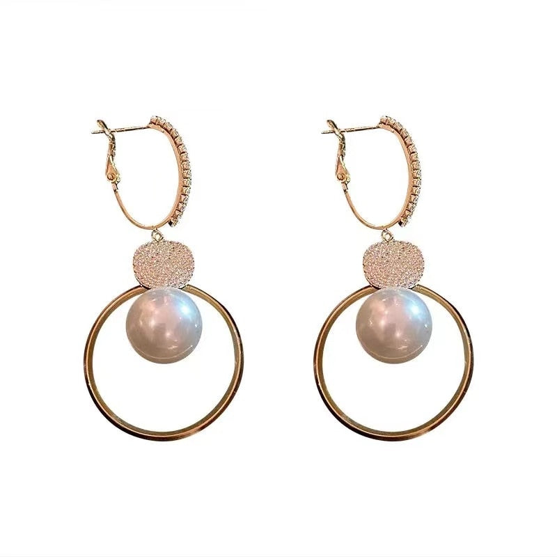 Oversized White Pearl Drop Earrings for Women