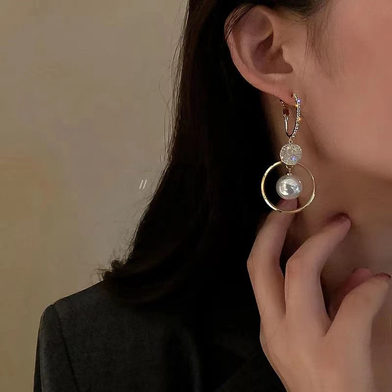 Oversized White Pearl Drop Earrings for Women