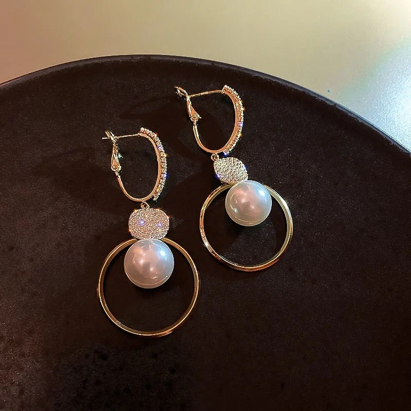 Oversized White Pearl Drop Earrings for Women