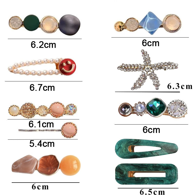 Pearl Crystal Acrylic Hair Clips Sets