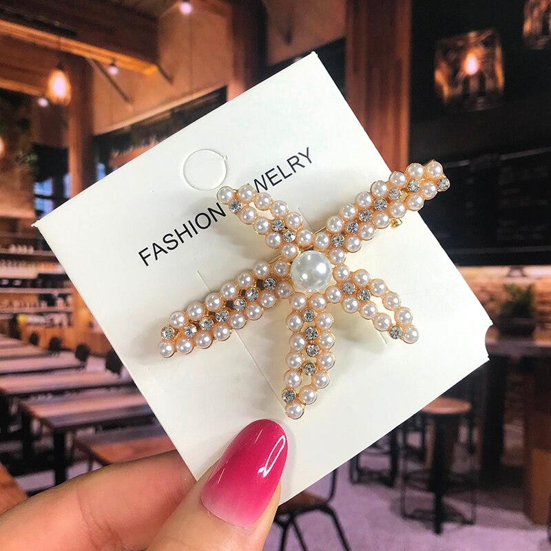 Pearl Crystal Acrylic Hair Clips Sets