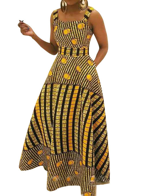 Summer Sleeveless African Print Long Dress