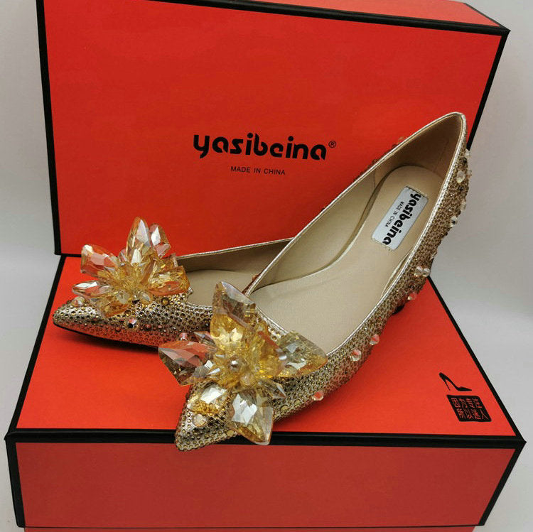 5cm 7cm 9cm Pointed toe Rhinestone High Heels Cinderella Shoes