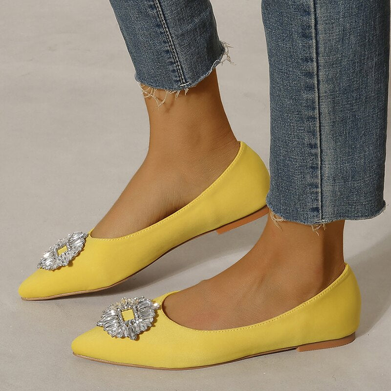 Rhinestone Pointed Suede Shoes