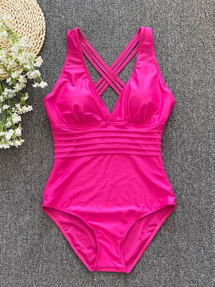 Cross Bandage Backless One Piece Swimsuit