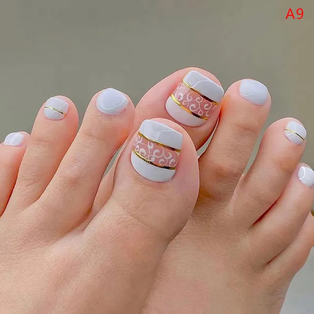 24Pcs/Box Fake Toenails With Glue