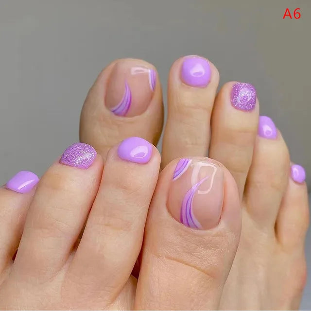 24Pcs/Box Fake Toenails With Glue