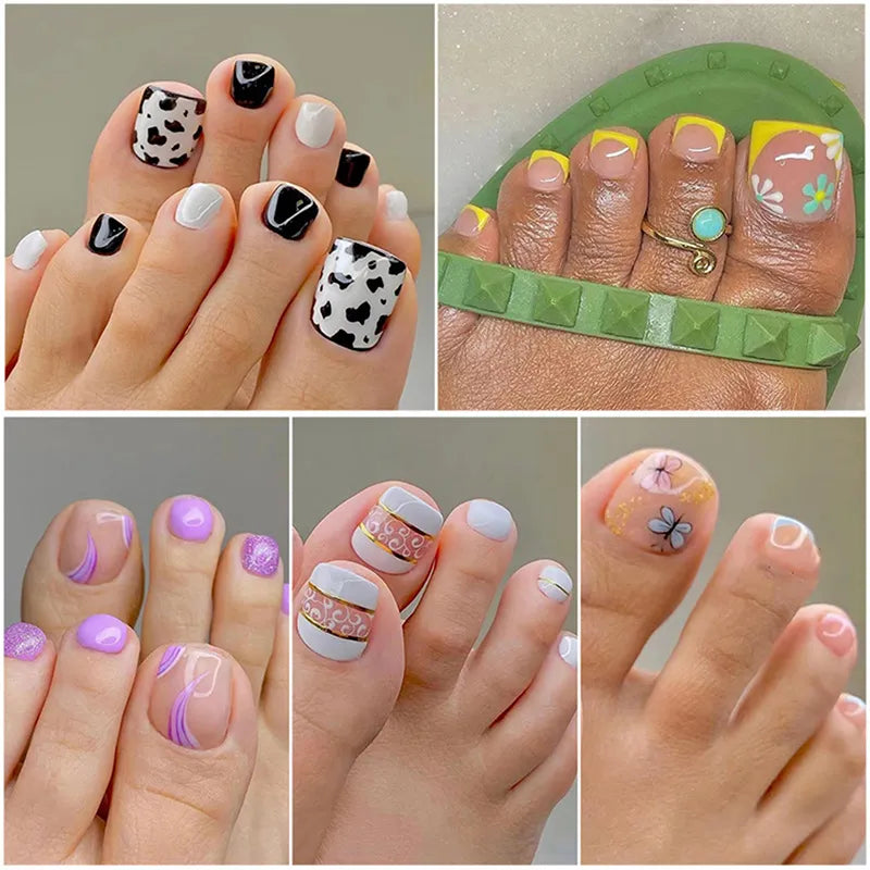 24Pcs/Box Fake Toenails With Glue