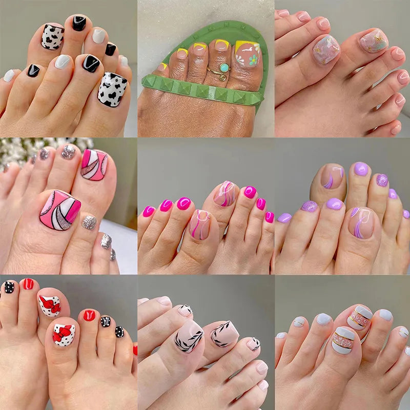 24Pcs/Box Fake Toenails With Glue