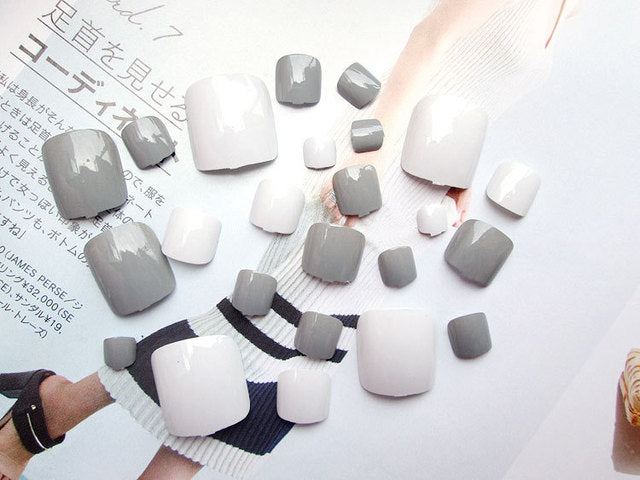 24Pcs Pro Artificial Acrylic Toe False Nails