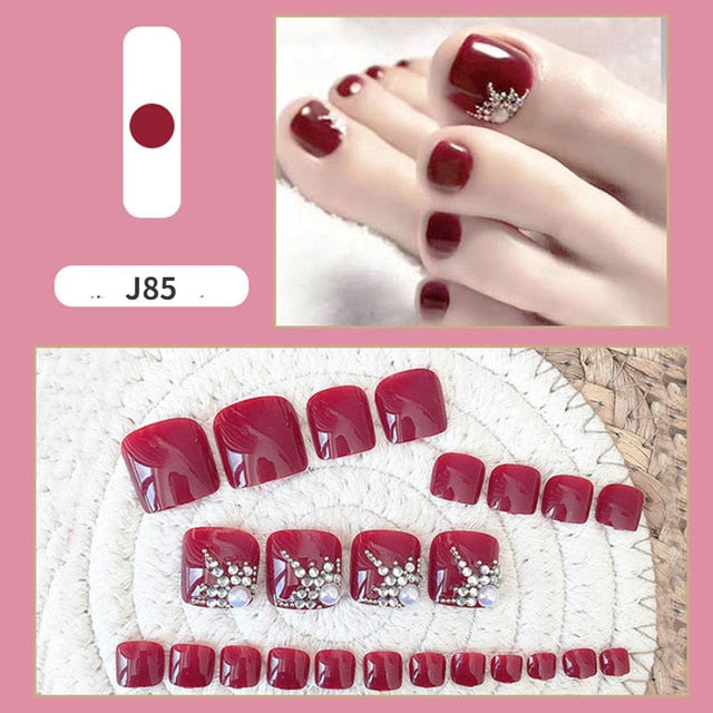 24Pcs Pro Artificial Acrylic Toe False Nails