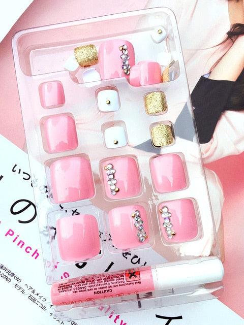 24Pcs Pro Artificial Acrylic Toe False Nails