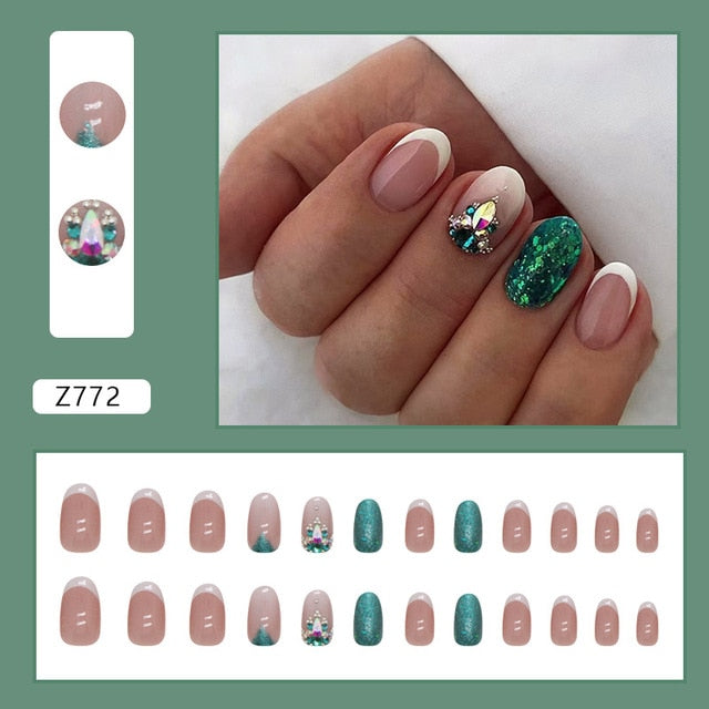 24pcs/Box Gradient Nail Art Patches False Nails