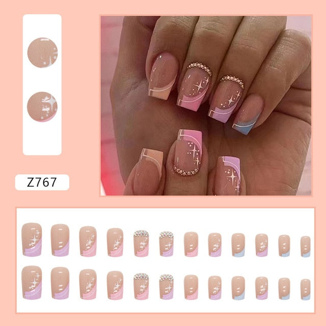 24pcs/Box Gradient Nail Art Patches False Nails