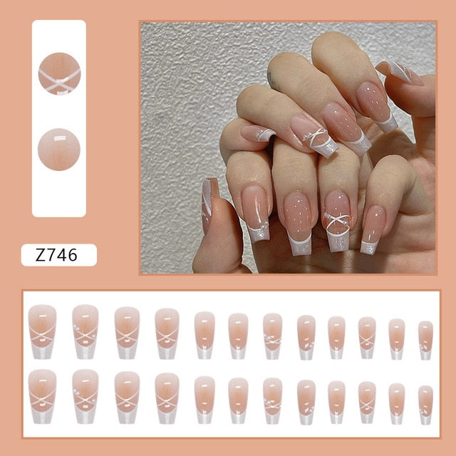 24pcs/Box Gradient Nail Art Patches False Nails