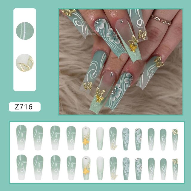 24pcs/Box Gradient Nail Art Patches False Nails