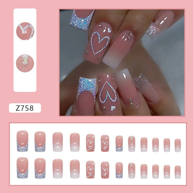 24pcs/Box Gradient Nail Art Patches False Nails