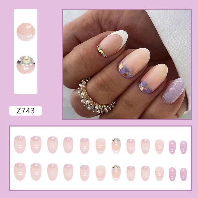 24pcs/Box Gradient Nail Art Patches False Nails