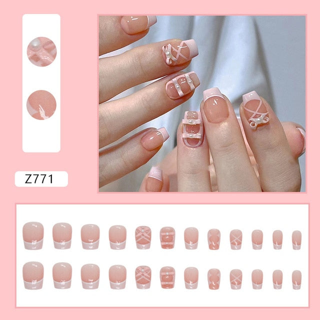 24pcs/Box Gradient Nail Art Patches False Nails