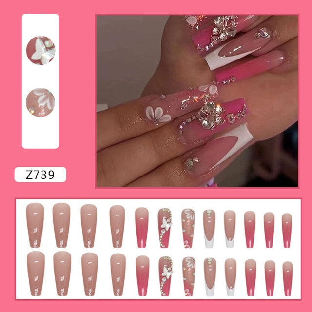 24pcs/Box Gradient Nail Art Patches False Nails