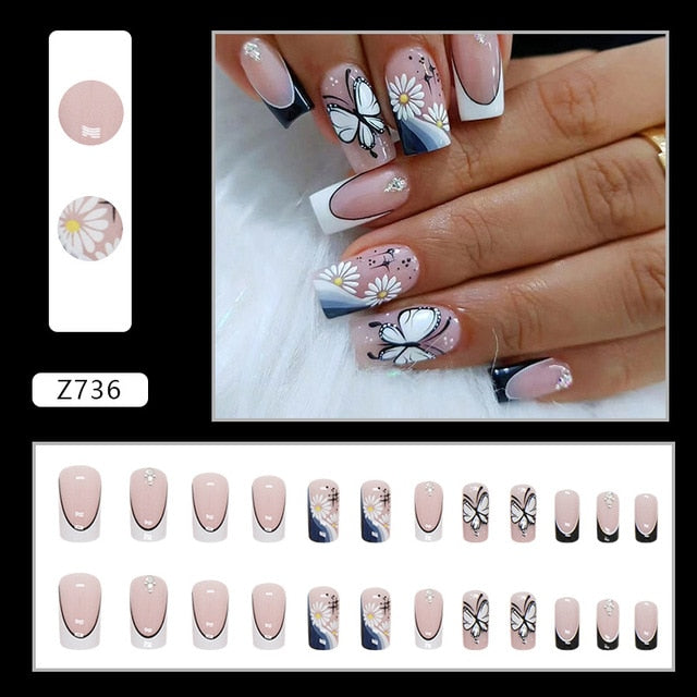 24pcs/Box Gradient Nail Art Patches False Nails