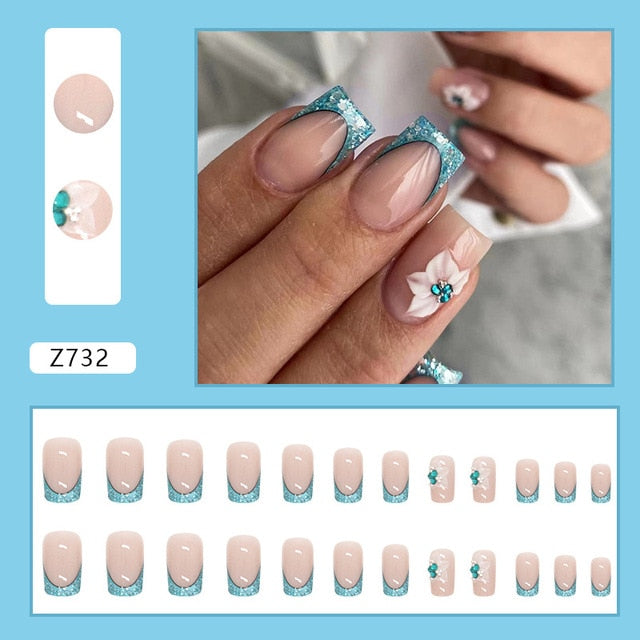 24pcs/Box Gradient Nail Art Patches False Nails