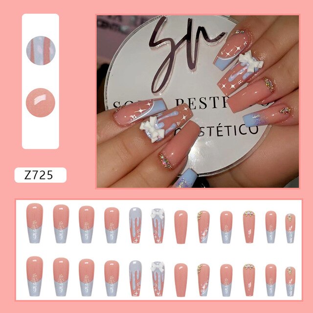 24pcs/Box Gradient Nail Art Patches False Nails