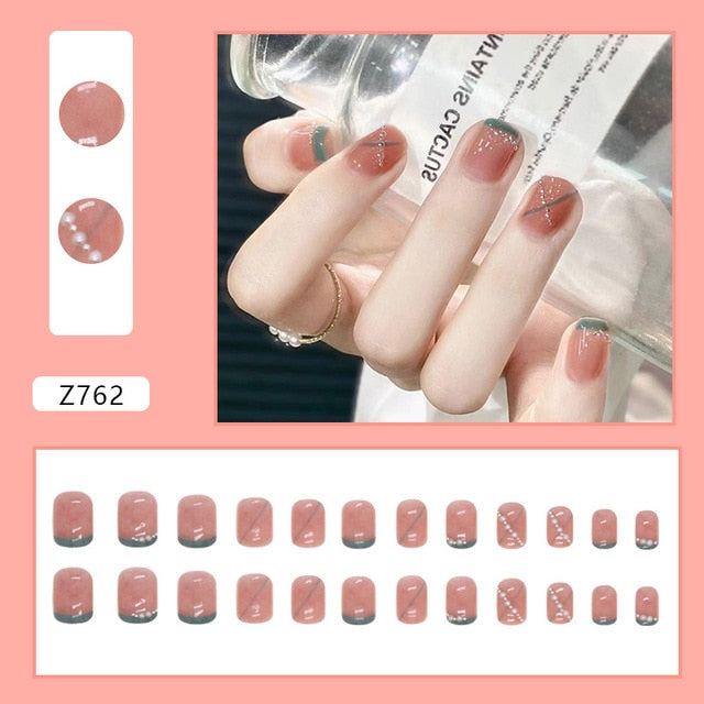 24pcs/Box Gradient Nail Art Patches False Nails