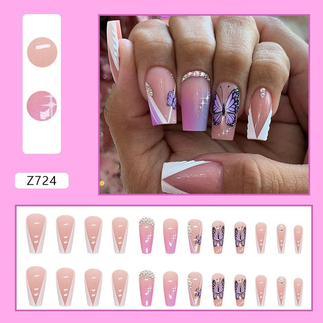 24pcs/Box Gradient Nail Art Patches False Nails