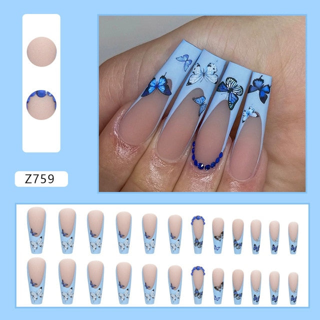 24pcs/Box Gradient Nail Art Patches False Nails