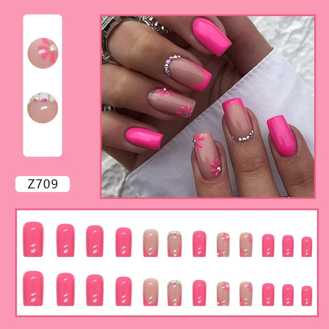 24pcs/Box Gradient Nail Art Patches False Nails