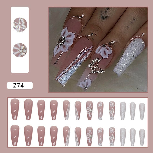 24pcs/Box Gradient Nail Art Patches False Nails