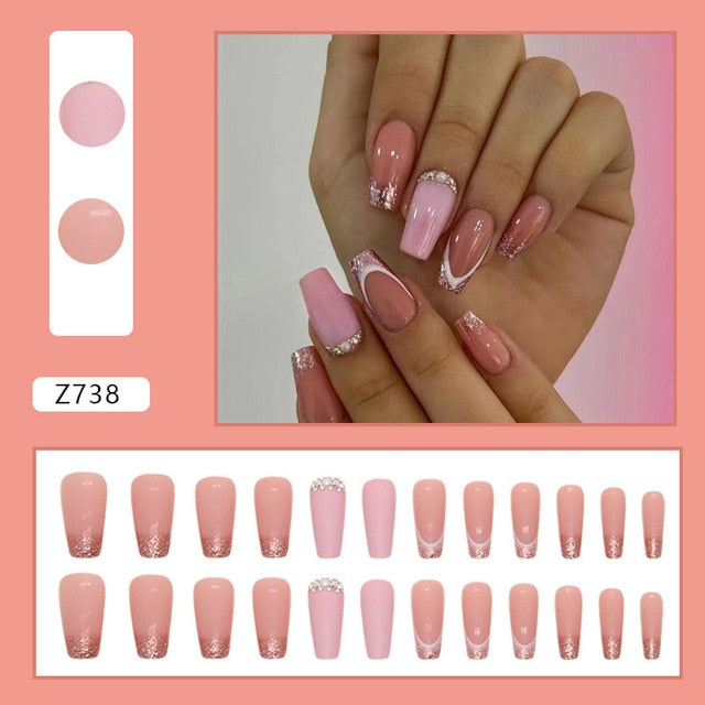 24pcs/Box Gradient Nail Art Patches False Nails