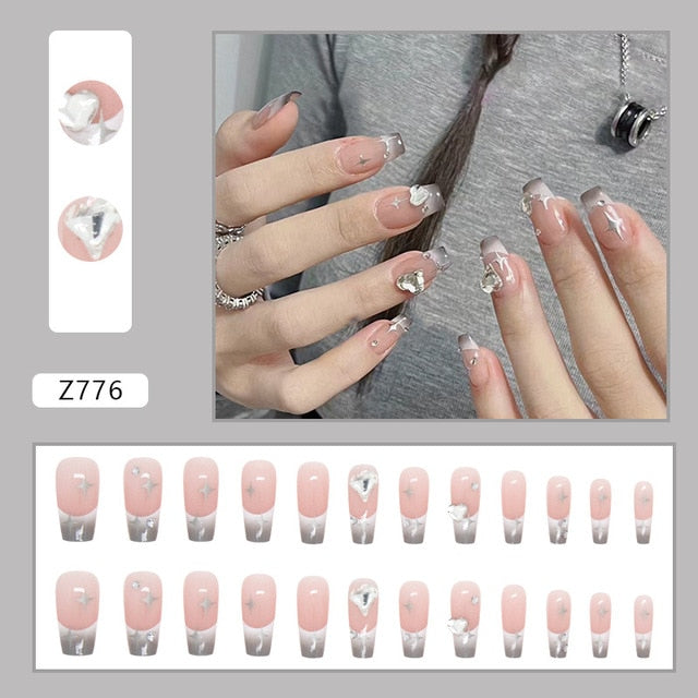 24pcs/Box Gradient Nail Art Patches False Nails