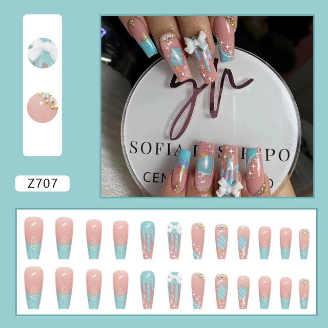 24pcs/Box Gradient Nail Art Patches False Nails