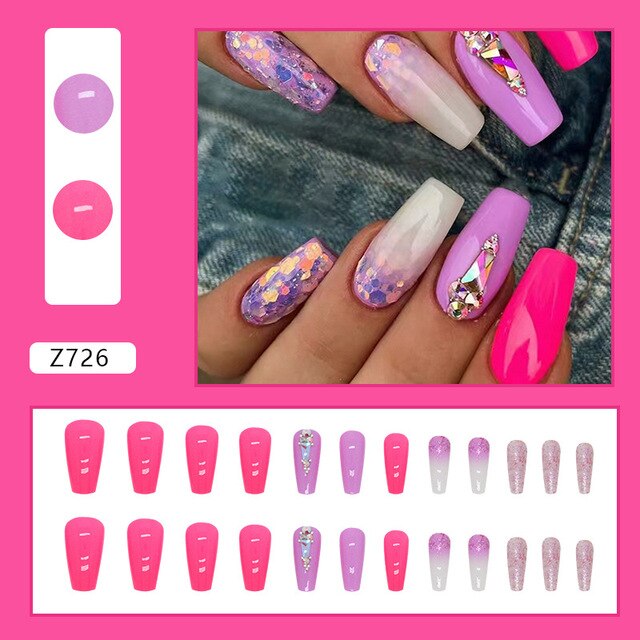 24pcs/Box Gradient Nail Art Patches False Nails